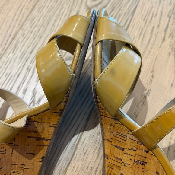 Dior Cork Wedge Patent Strappy Sandals - Picture 9 of 11